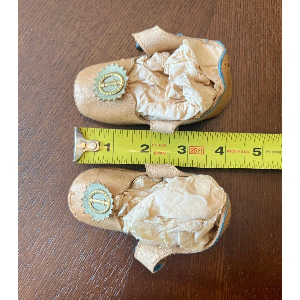 Mary Jane Shoes Infant 4 Inch Tan Fair Antique Leather Brass Buckle